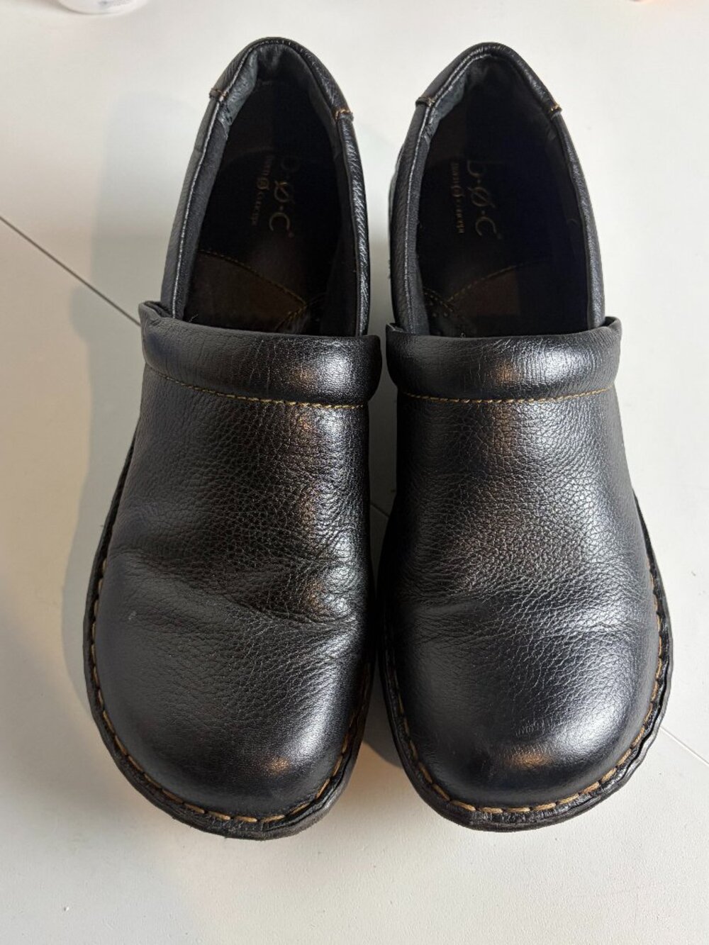 Boc Born Women's Size 9.5 Peggy Black Pebbled Leather Clog Shoes Work Nurse